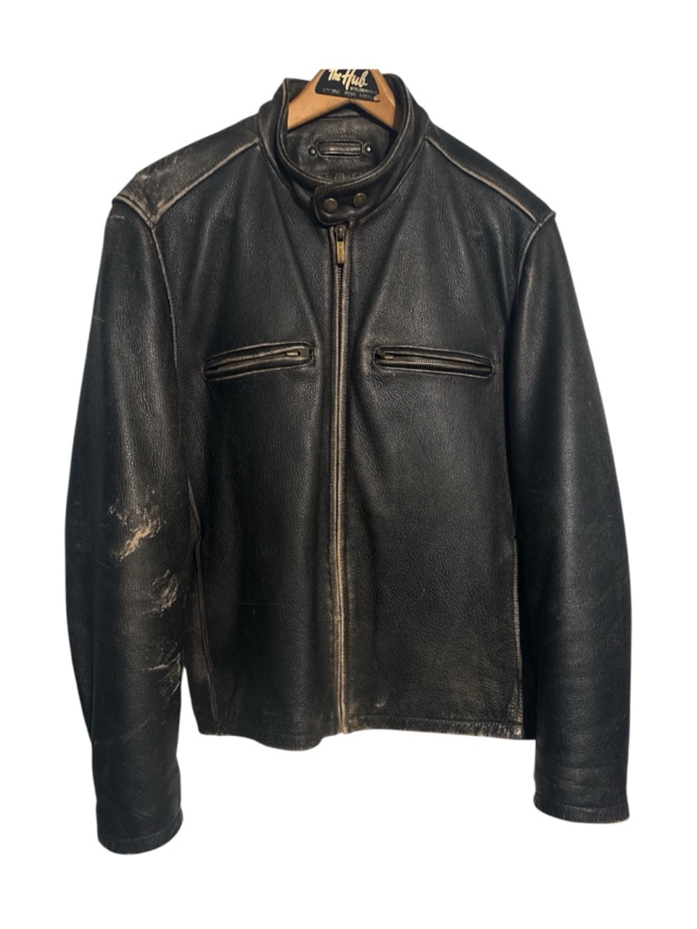 Wilson Black Leather  Jacket with Stand Collar